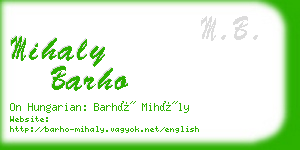 mihaly barho business card